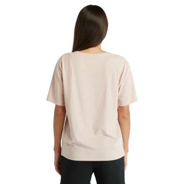 【Timberland】女款淺粉色純棉短袖T恤(A6ATE662)