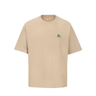 【Timberland】中性款棕色刺繡徽標厚磅短袖T恤(A5Z5U269)