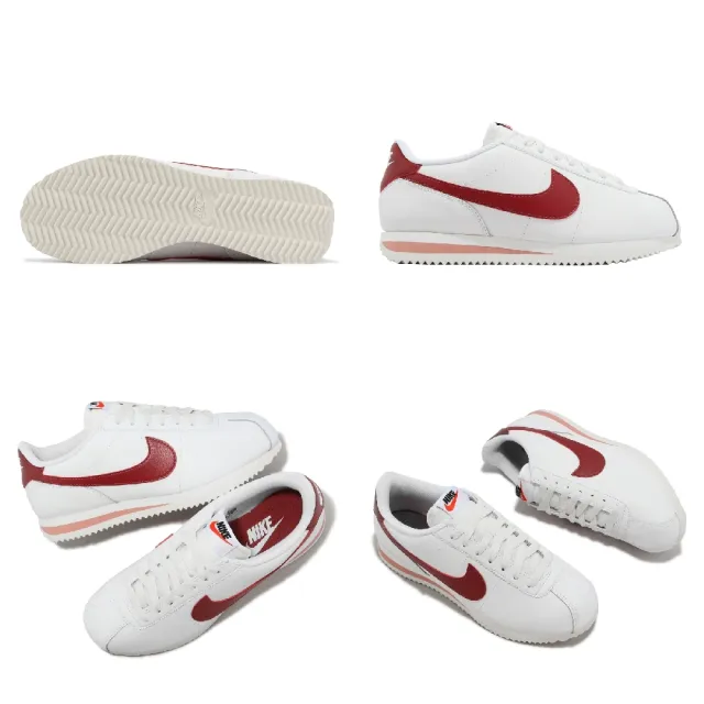 【NIKE 耐吉】阿甘鞋 Wmns Cortez 女鞋 白 紅 復古 皮革 小白鞋 休閒鞋(DN1791-103)