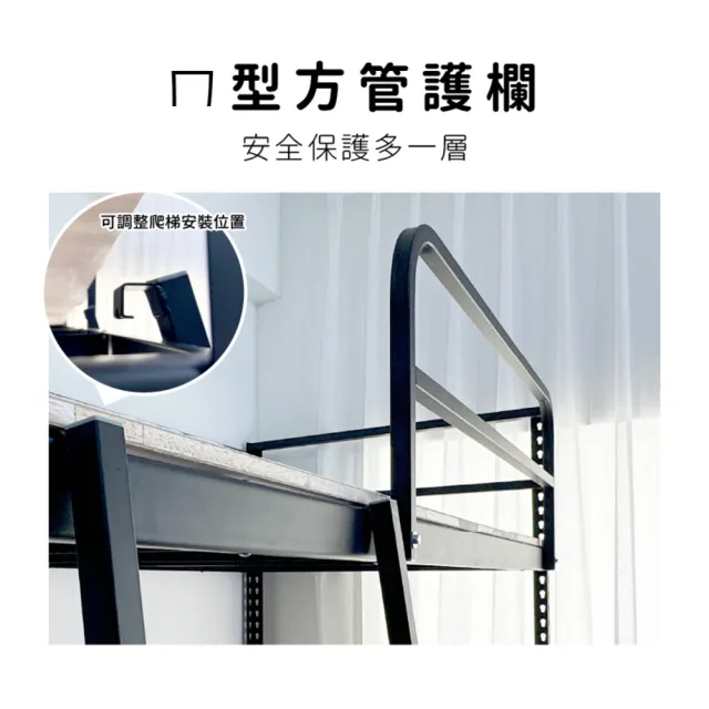 【空間特工】免螺絲角鋼單人床架桌-標準款(6.5x3尺 鐵床 高架床 單人床 上床下書桌)