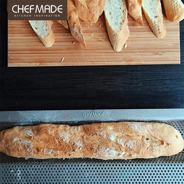 【美國Chefmade】法式長棍麵包 帶氣孔 不沾三槽模具(CM064)