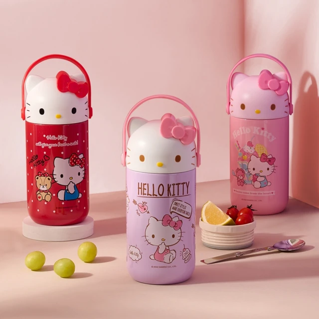 Hello Kitty 造型真空食物燜燒罐-附隨機出貨可愛餐具組(食品級 真空燜燒 保鮮 保冰 保溫)