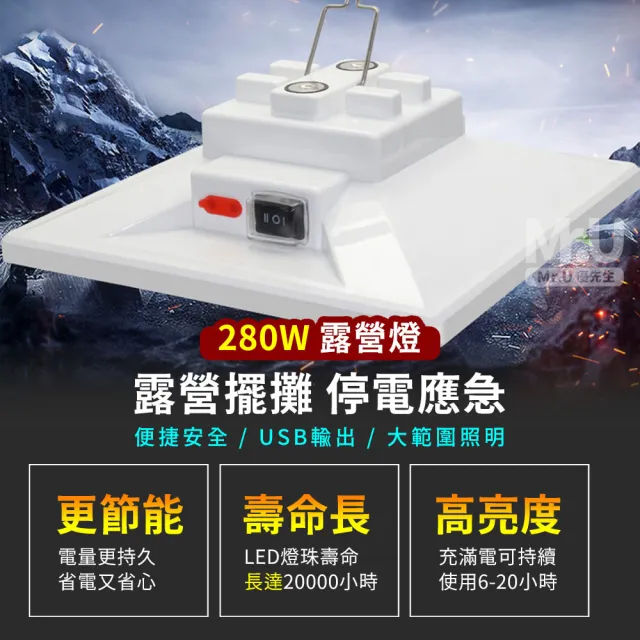 【Mr.U優先生】戶外照明 LED 露營燈 280W 擺攤燈 夜市燈 緊急燈 地攤燈 帳篷燈(磁吸 高亮度 地震 照明)