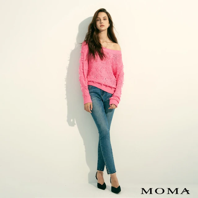 MOMA 鉚釘造型窄管八分牛仔褲(兩色)