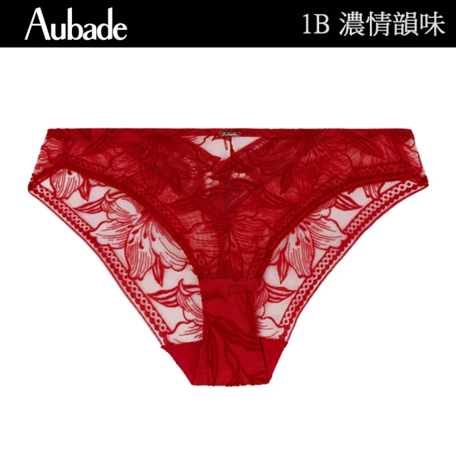 AubadeAubade 濃情韻味植絨花卉蕾絲三角褲 性感小褲 法國進口 女內褲(1B-紅)