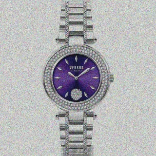 【VERSUS】VERSUS VERSACE手錶型號VV00366(紫藍錶面銀錶殼銀色精鋼錶帶款)