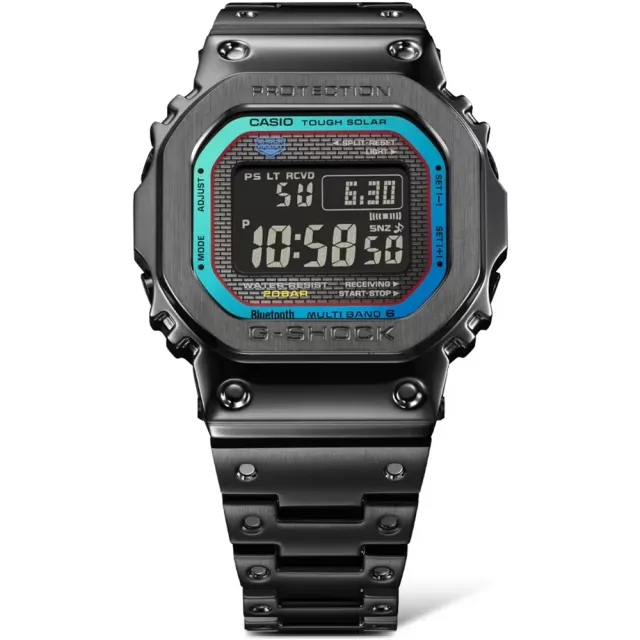 【CASIO 卡西歐】G-SHOCK 40週年 經典方型 光譜色彩 藍芽太陽能電子錶 黑 GMW-B5000BPC-1_43.2mm