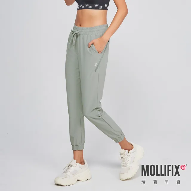 【Mollifix 瑪莉菲絲】修身輕潑彈力運動長褲、訓練褲、瑜珈服、Legging(鼠尾草綠)