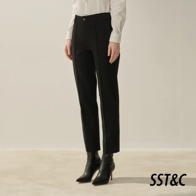 【SST&C】女裝 黑色低腰修身針織長褲8262310002(換季55折)