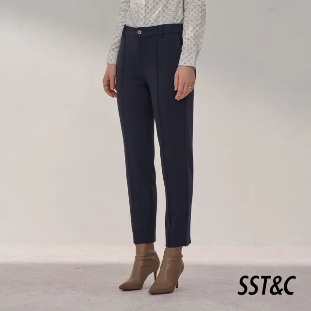 【SST&C】女裝 深藍低腰修身針織長褲8262310001(換季55折)