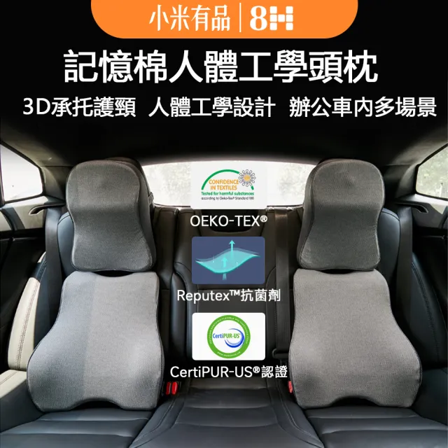 【8H】六月下殺 記憶綿人體工學汽車頭枕(車用枕套組 頭枕  汽車頭枕 車用頸枕 頭靠墊 小米)