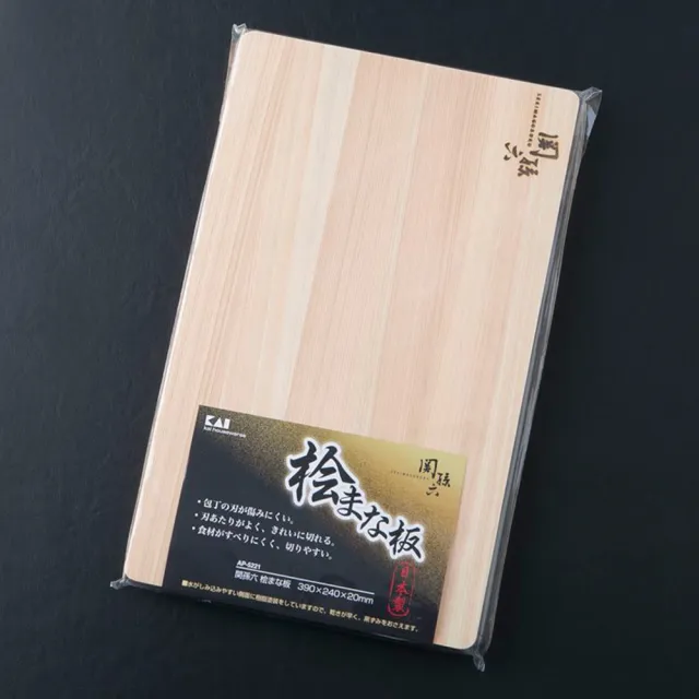 【日本貝印KAI】日本製-匠創名刀關孫六 天然檜木砧板 切菜板 料理板(39x24x2cm)