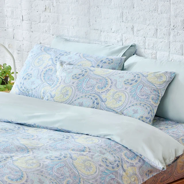 伊德生活 埃及棉床包枕套組 變形蟲藍 單人(埃及棉、床包、枕