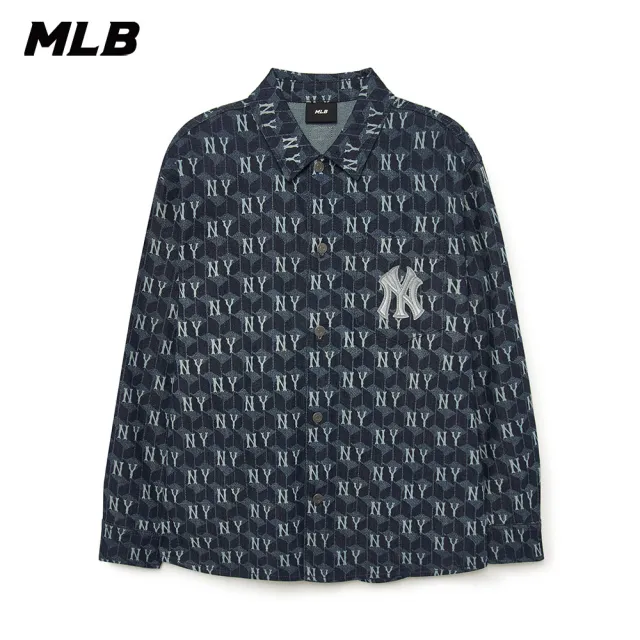 【MLB】牛仔丹寧襯衫 CUBE MONOGRAM系列 紐約洋基隊(3ADRM0734-50NYD)