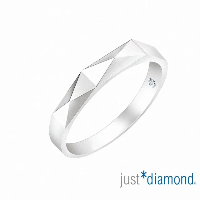 【Just Diamond】18K金鑽石戒指 兩心相悅 對戒(寬-男戒)