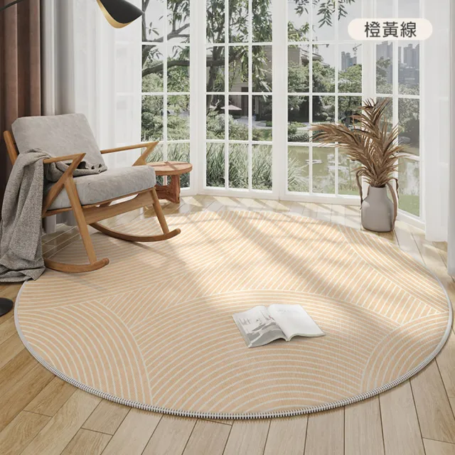【聚時柚】地板防刮 桌椅地墊80cm圓形(水晶絨印花地毯)