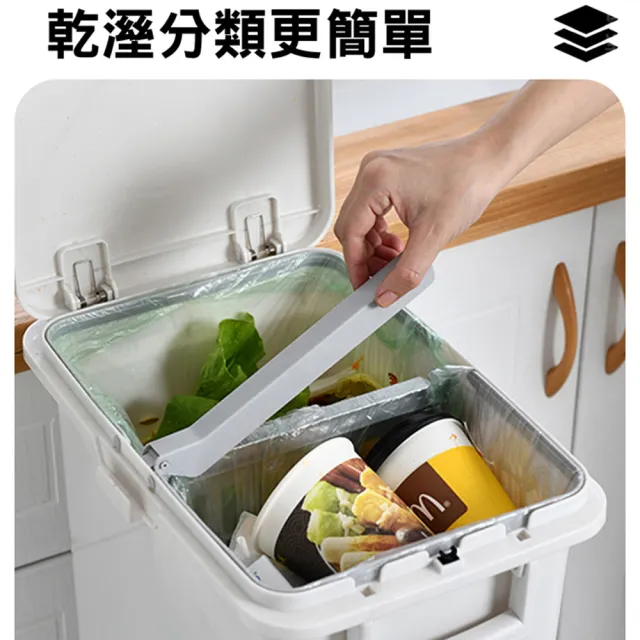 【isona】32L 隙縫款 三層垃圾桶 腳踏/按壓式 分類垃圾桶(垃圾桶)