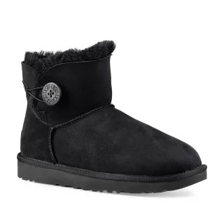 【UGG】女鞋/女靴/靴子/雪靴/Mini Bailey Button II(黑色-UG1016422BLK)