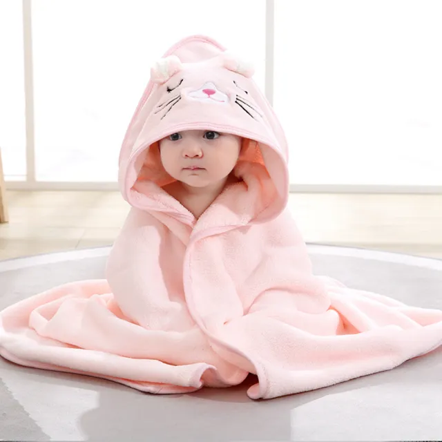 【Vanibaby】連帽嬰兒浴巾(動物造型 吸水珊瑚絨)
