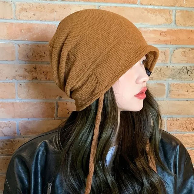 【Acorn 橡果】韓系保暖毛帽護耳防風防曬機能帽修飾小臉1747(焦糖)
