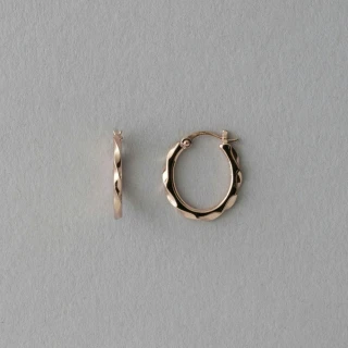 【ete】波紋美型圈耳環(鉑金色 粉霧金色 金色)