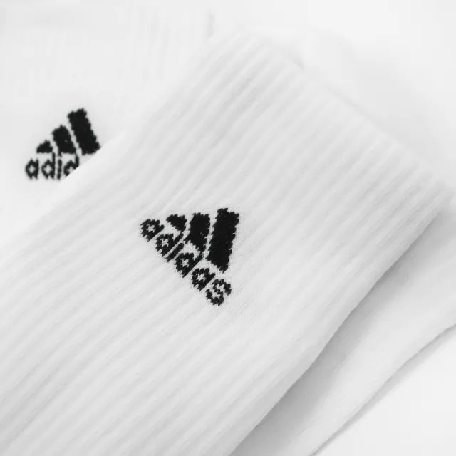 【adidas 愛迪達】襪子 Cushioned    白 黑 基本款 長襪 中筒襪 愛迪達 三雙入(HT3446)