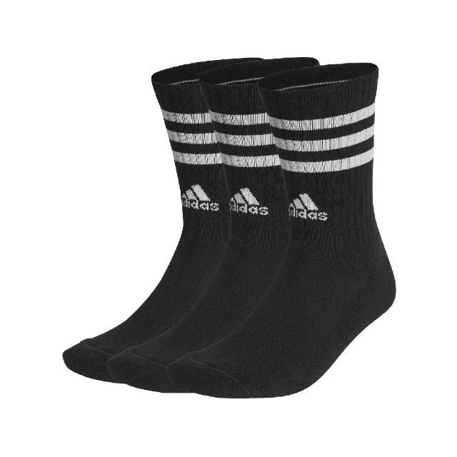 【adidas 愛迪達】襪子 Cushioned 長襪 中筒 黑 條紋 3條線 男女款 童襪 休閒 愛迪達 IC1321
