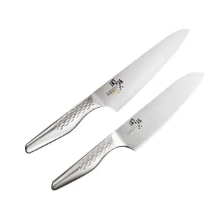 【日本貝印KAI】日本製-匠創名刀關孫六 一體成型不鏽鋼刀(廚房三德刀+專業廚刀)