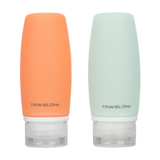 【Travelon】旅行分裝瓶 大橘藍2入(沐浴乳 洗髮精 乳液瓶 保養品空瓶)