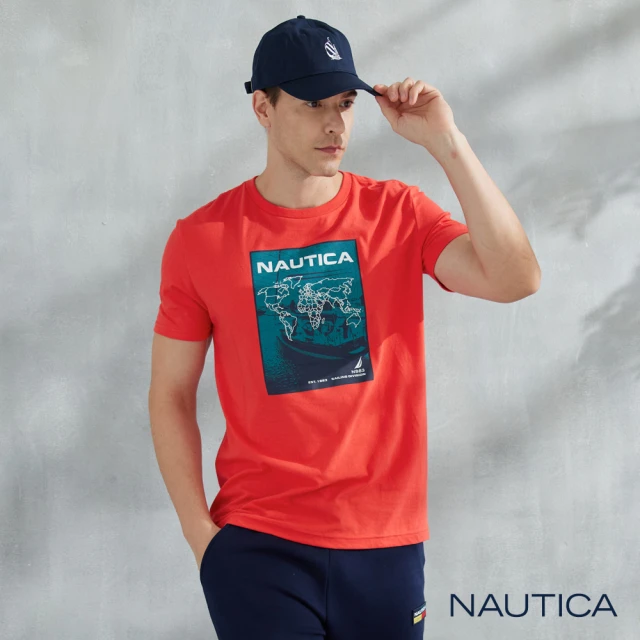 NAUTICA 男裝 經典品牌文字LOGO短袖T恤(深藍)好