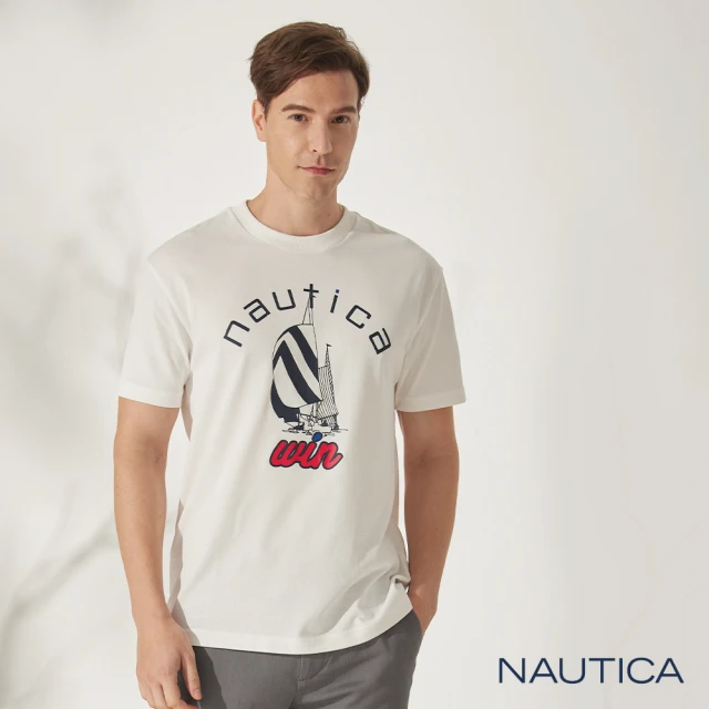 NAUTICA 男裝 聯名款帆船圖騰短袖T恤(白)