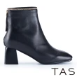 【TAS】金屬鍊條羊皮中跟短靴(黑色)