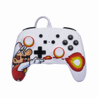 【PowerA】任天堂官方授權 Switch 副廠 增強款有線遊戲手把(1526549-01-火焰馬力歐-白)