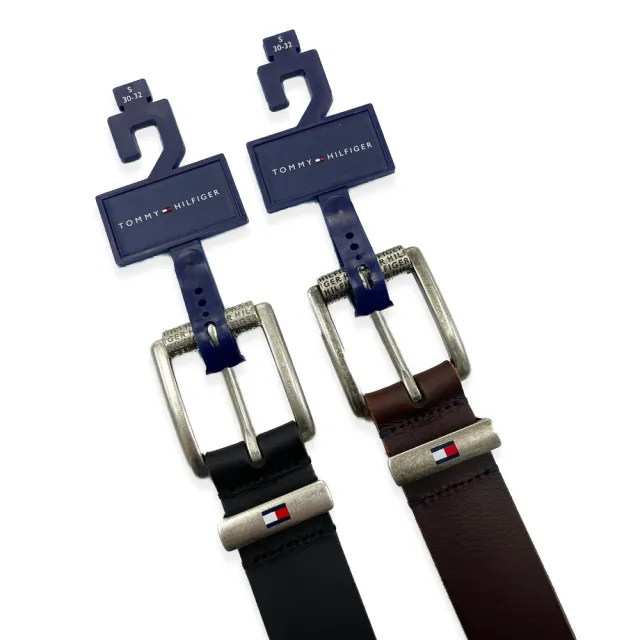【Tommy Hilfiger】真皮腰帶  金屬腰帶頭 男生皮帶 平輸品(黑棕兩色 腰帶8919)