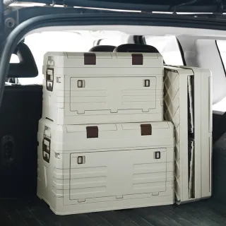 【AOTTO】55L戶外露營翻蓋雙層收納折疊箱-1入(車載箱 收納箱 折疊箱 置物箱)