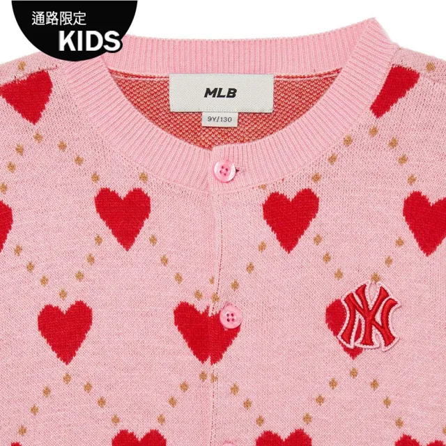 【MLB】童裝 女版針織衫 Heart系列 紐約洋基隊(7FKCH0334-50PKS)