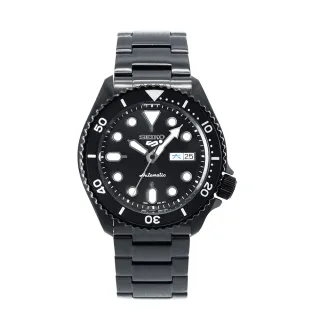 【SEIKO 精工】5 Sports系列 黑框 黑面 不鏽鋼錶帶 自動上鍊機械錶 男錶(SRPD65K1)