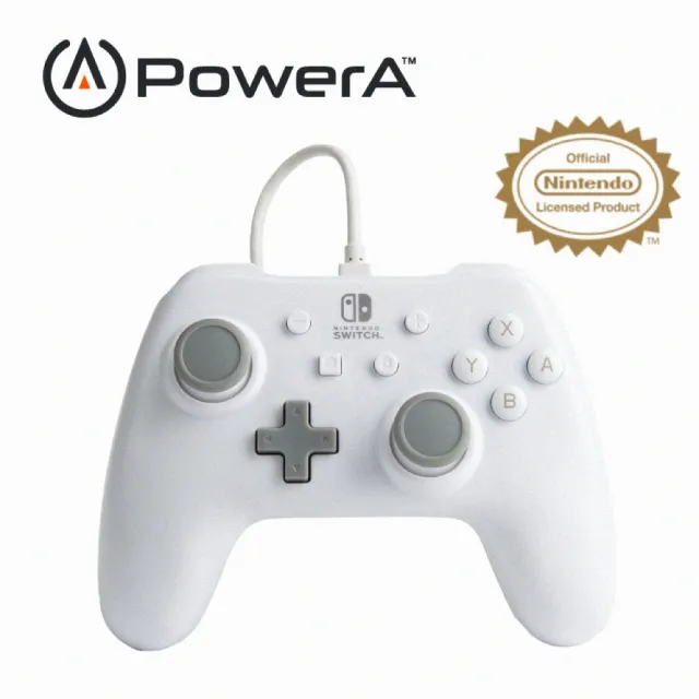 【PowerA】任天堂官方授權 Switch 副廠 基礎款有線遊戲手把(1517033-01-白色)