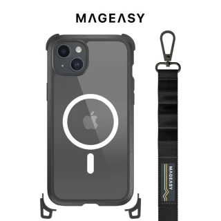 【MAGEASY】iPhone 15 6.1吋 Odyssey STRAP M 磁吸頂級超軍規防摔 掛繩手機殼(主機搭贈)