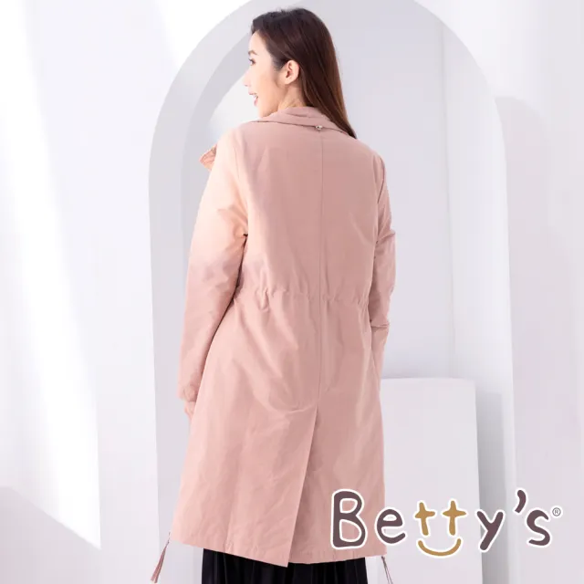 【betty’s 貝蒂思】長版鋪棉LOGO立領大衣(粉色)