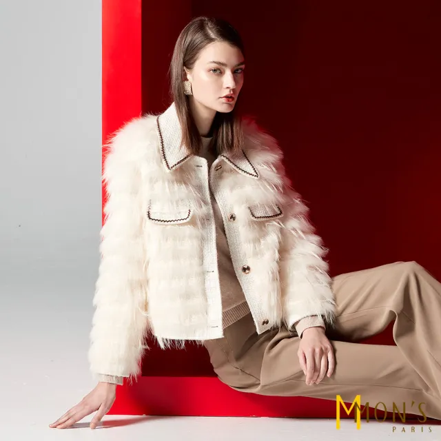 【MON’S】小香風蕾絲貉毛外套(100%貉子毛)