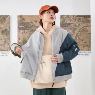 【gozo】拼色異材質鋪棉棒球外套(兩色)
