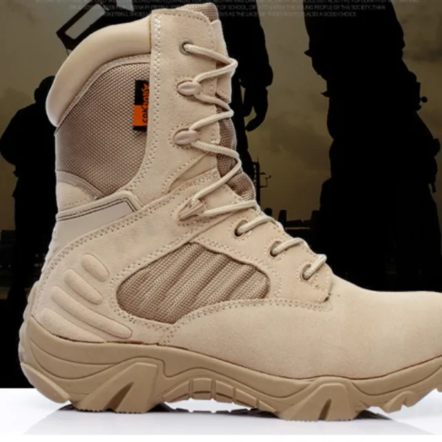 【May Shop】中性多功能健行 戶外靴 個性軍靴 軍靴 淺沙漠色