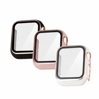 【Timo】Apple Watch 45mm 鋼琴烤漆鋼化玻璃全包式錶殼