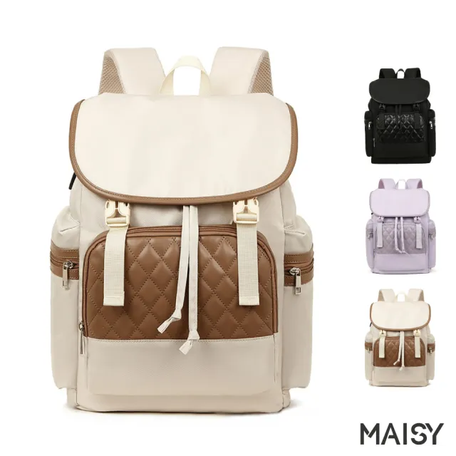 【MAISY】簡約多功能保溫倉後背媽咪包(現+預 黑色 / 灰白色 / 紫色)
