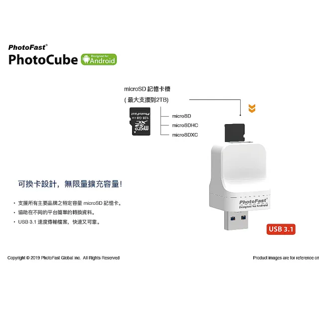 【Photofast】USB3.1 PhotoCube 手機備份方塊+512G記憶卡(Android系統專用)