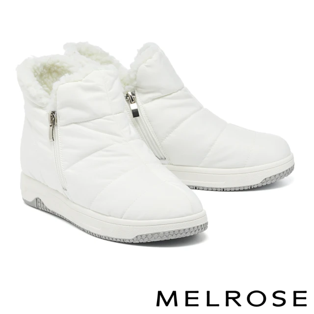 MELROSEMELROSE 美樂斯 率性時尚純色防潑水布厚底短靴(白)
