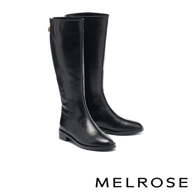 MELROSE 美樂斯 率性時尚純色防潑水布厚底短靴(黑)好