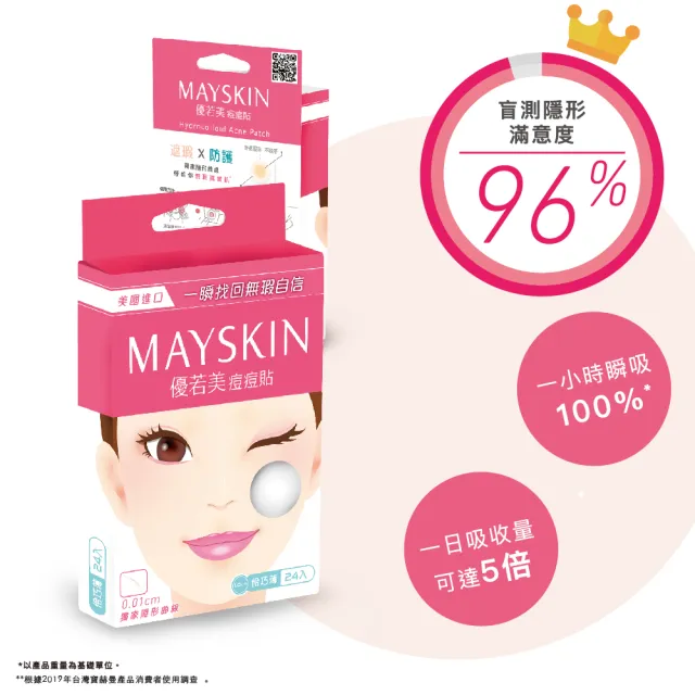 【MAYSKIN優若美】隱形痘痘貼吸收型(12入)