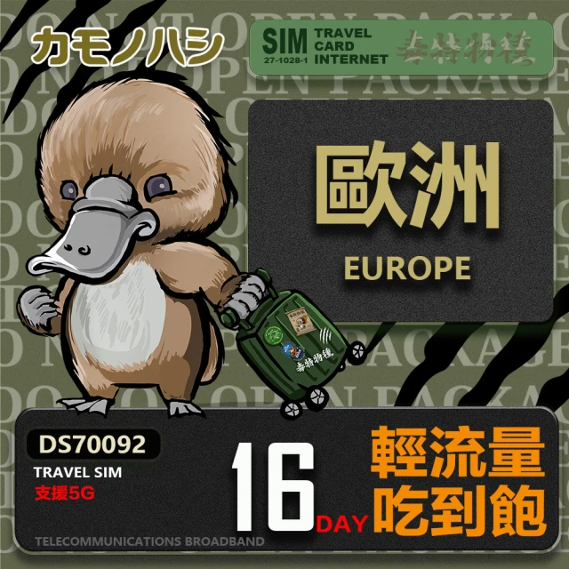 鴨嘴獸 旅遊網卡 Travel Sim 歐洲22天上網卡 歐